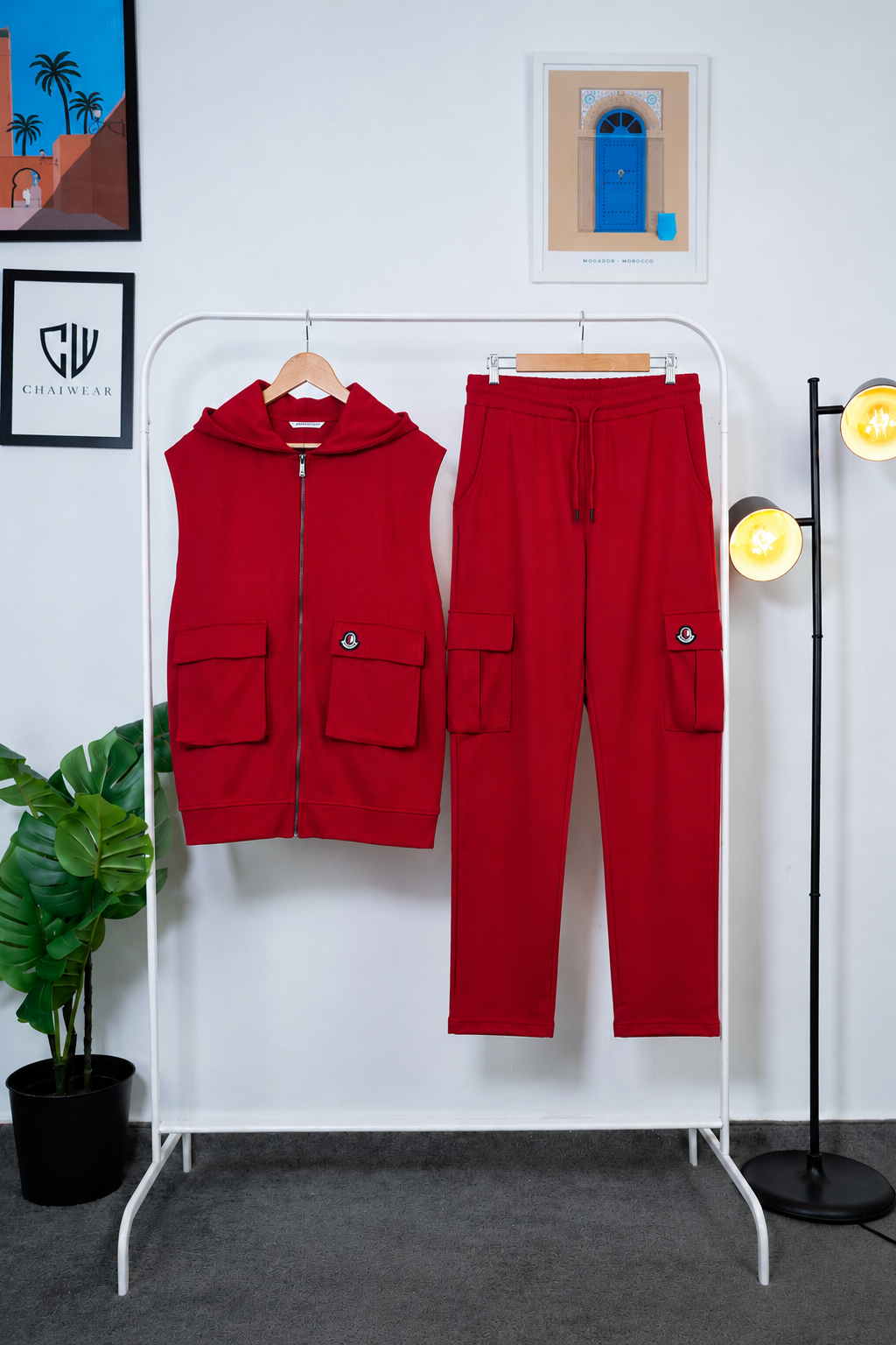 Pantalon et Gilet Oversize avec capuche en coton lourd 320 GSM