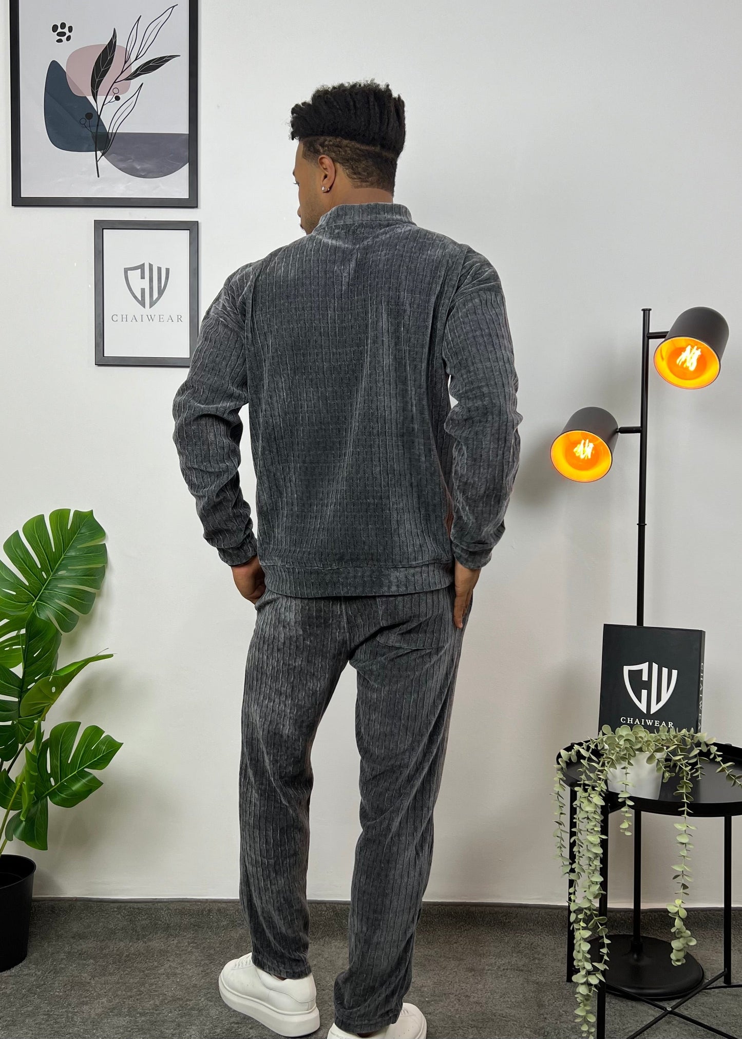 Pantalon et sweat-shirt avec fermeture éclair en velour lourd 280 g/m²