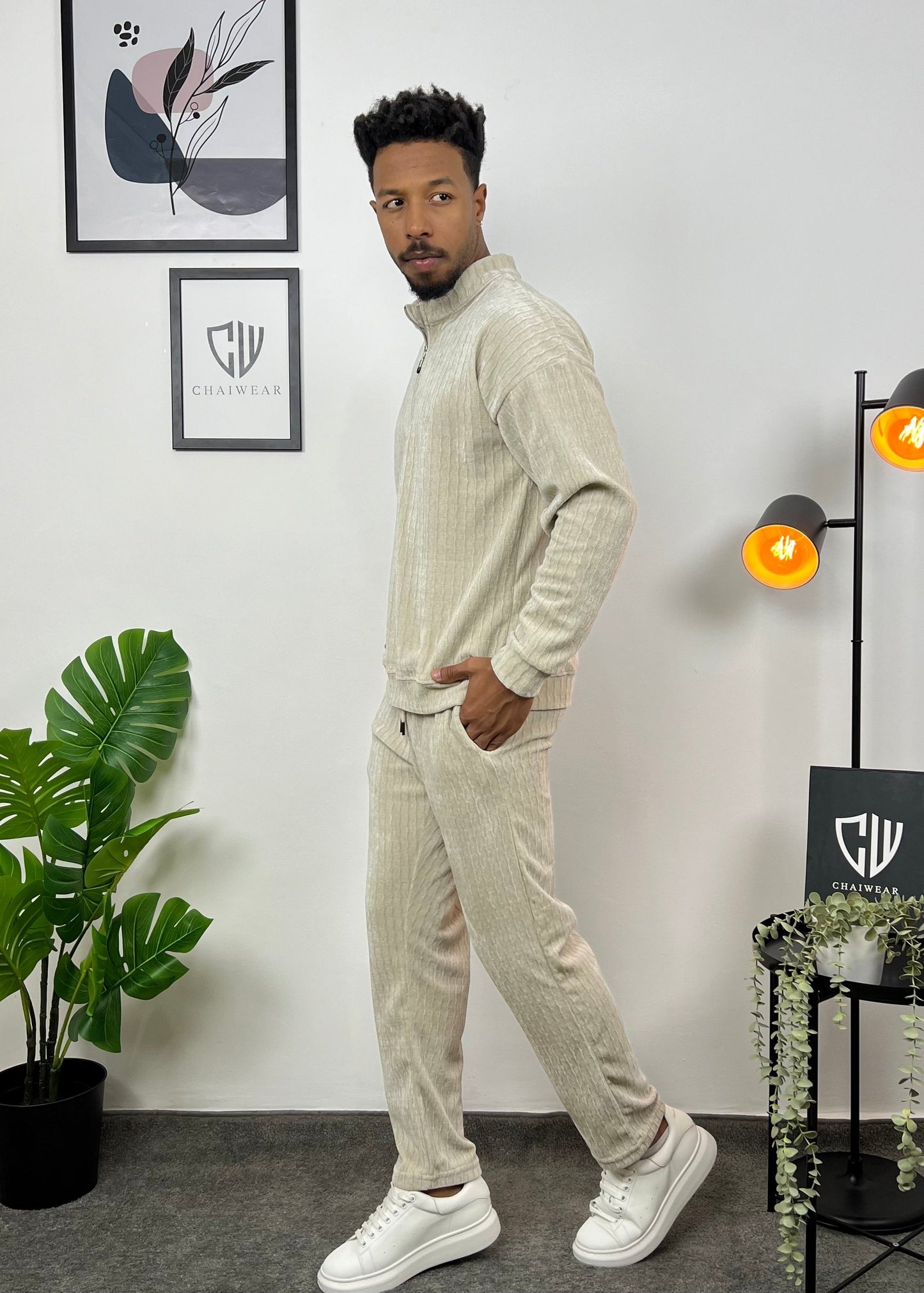 Pantalon et sweat-shirt avec fermeture éclair en velour lourd 280 g/m²
