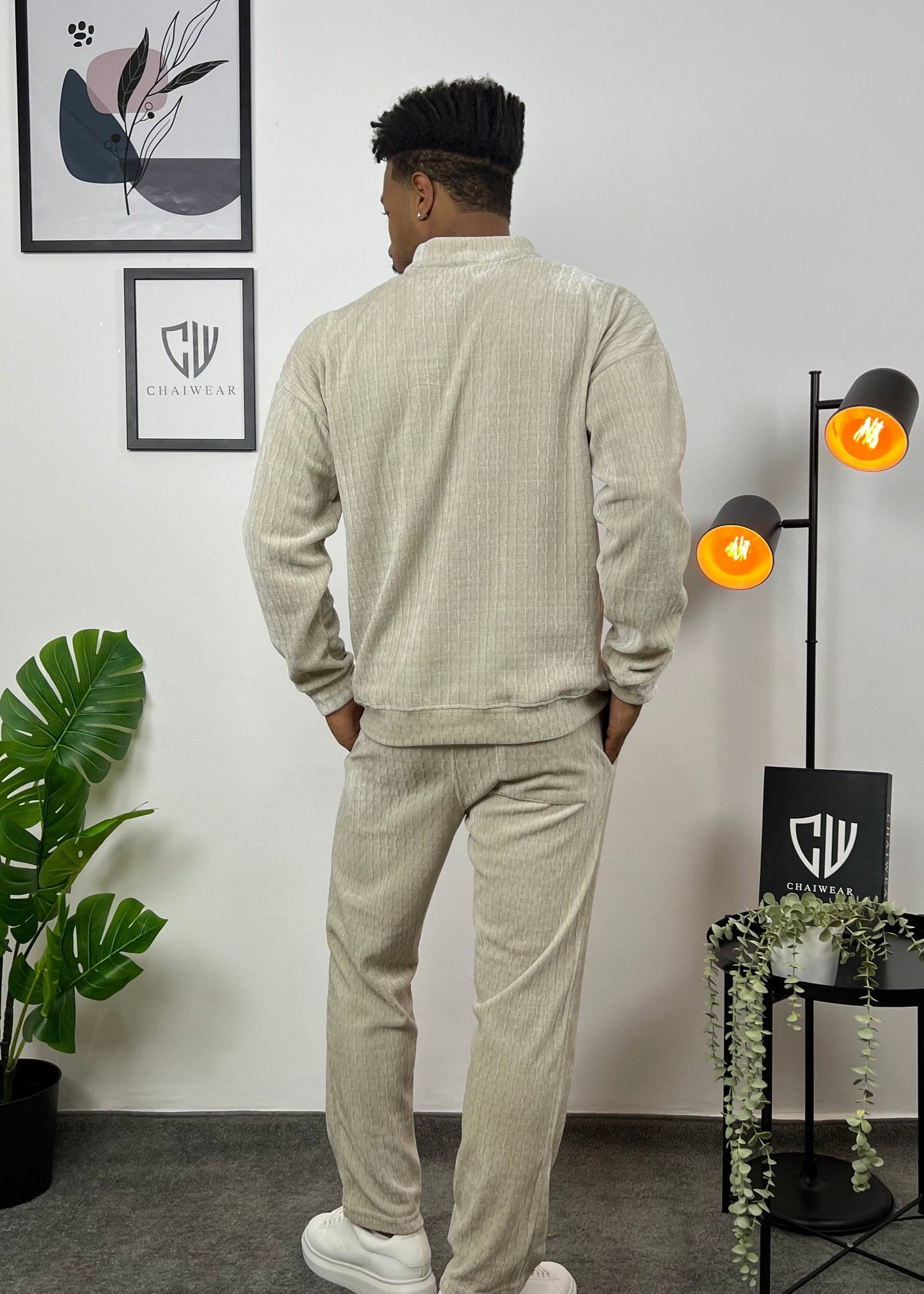 Pantalon et sweat-shirt avec fermeture éclair en velour lourd 280 g/m²