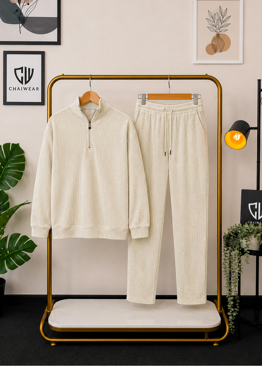 Pantalon et sweat-shirt avec fermeture éclair en velour lourd 280 g/m²