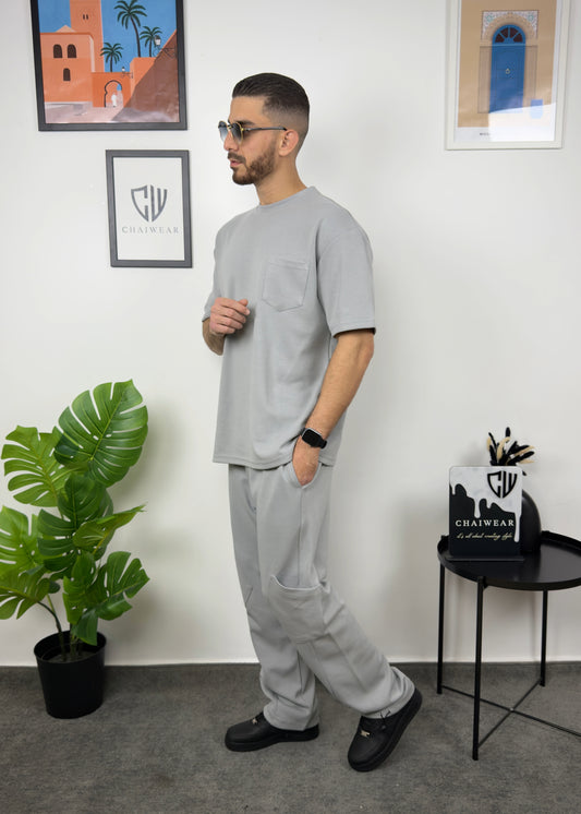 Pantalon et T-shirt Oversize en coton lourd 320 GSM Poche plaqué