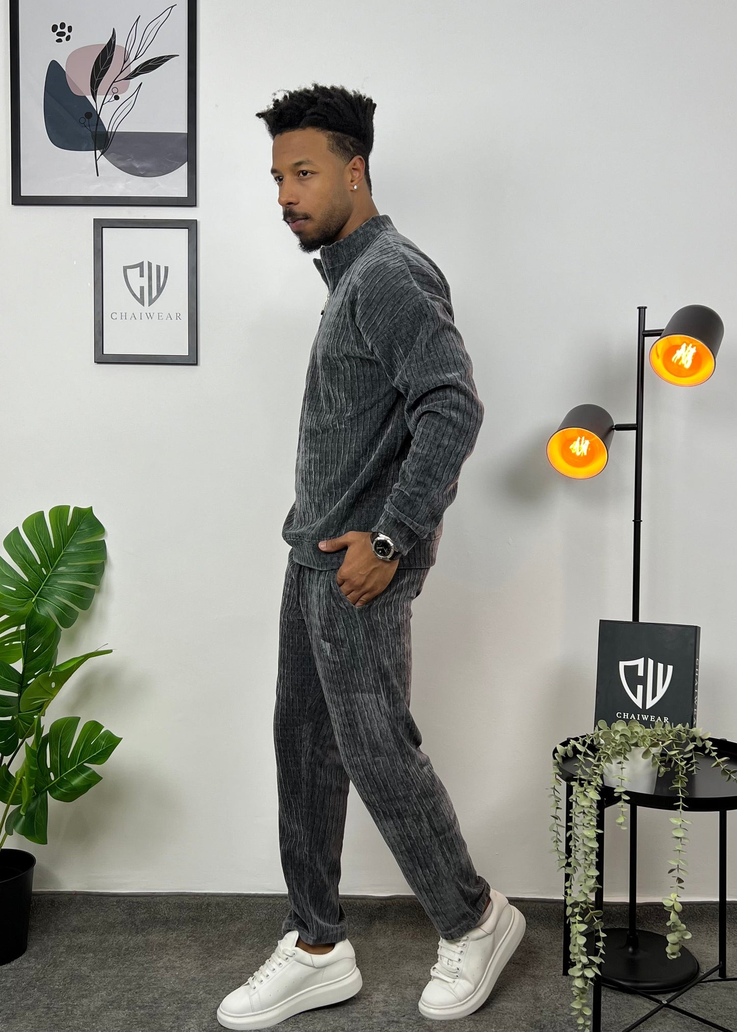Pantalon et sweat-shirt avec fermeture éclair en velour lourd 280 g/m²