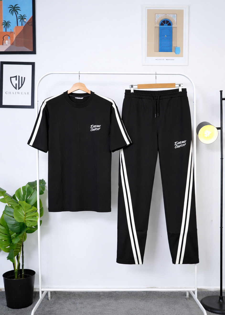Pantalon et T-shirt Oversize en coton lourd 320 GSM Motif Dreams Chasers Bande