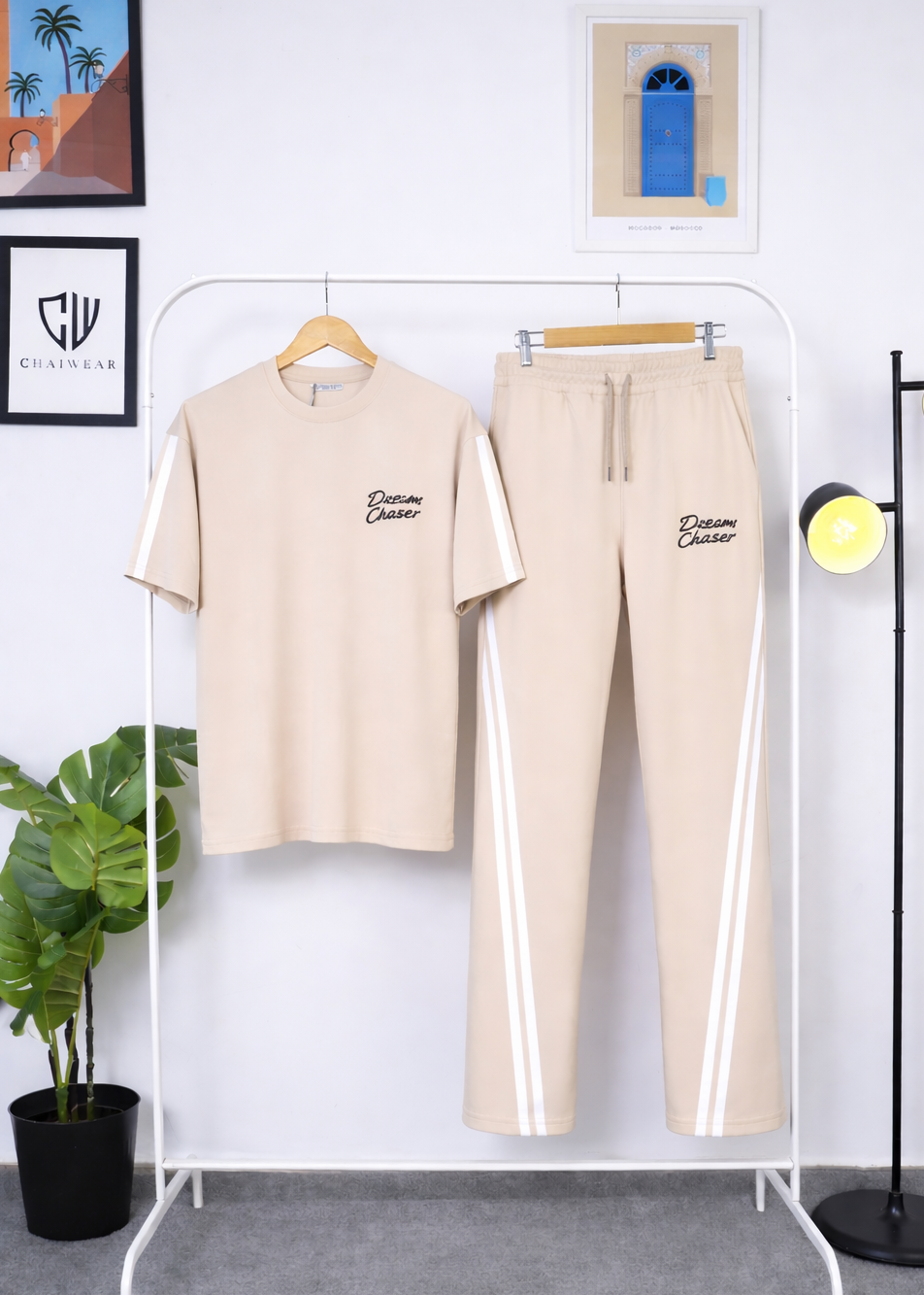 Pantalon et T-shirt Oversize en coton lourd 320 GSM Motif Dreams Chasers Bande
