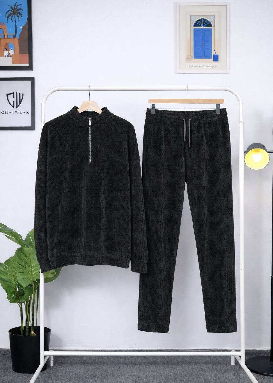 Pantalon et Sweat avec zip oversize en Maille coton lourd 320g / m²