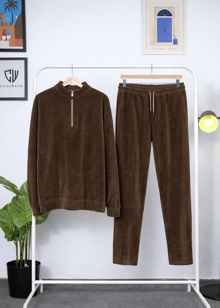 Pantalon et Sweat avec zip oversize en Maille coton lourd 320g / m²