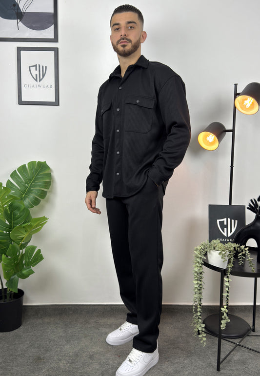Pantalon et Chemise avec bouton oversize en coton lourd 450 GSM