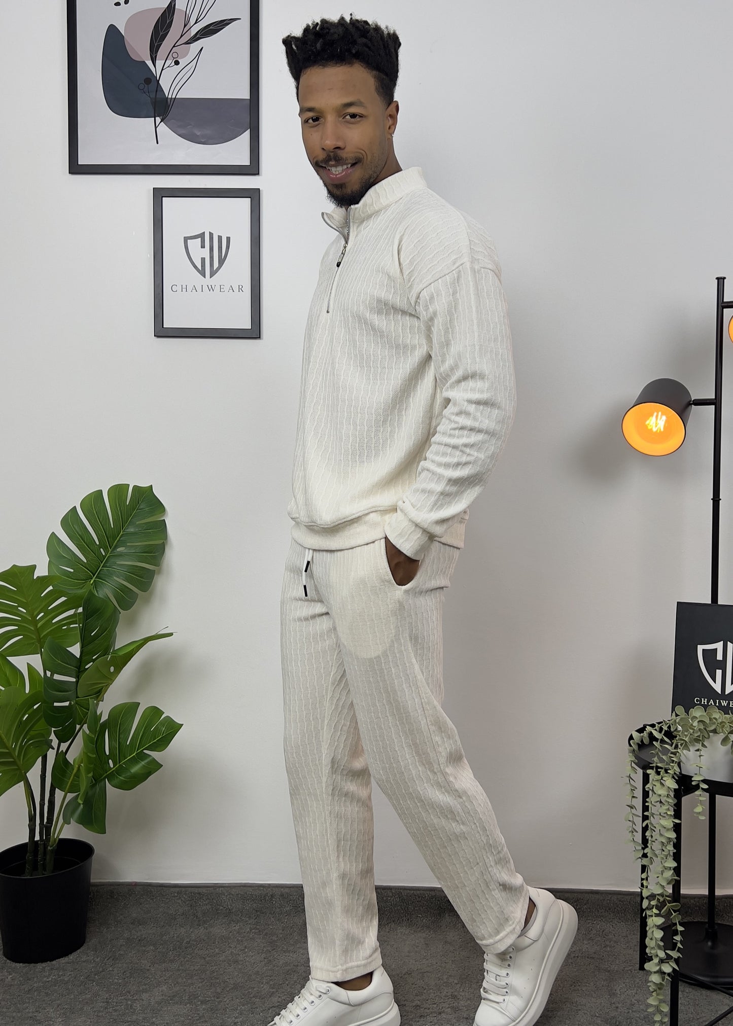 Pantalon et sweat-shirt avec fermeture éclair en velour lourd 280 g/m²