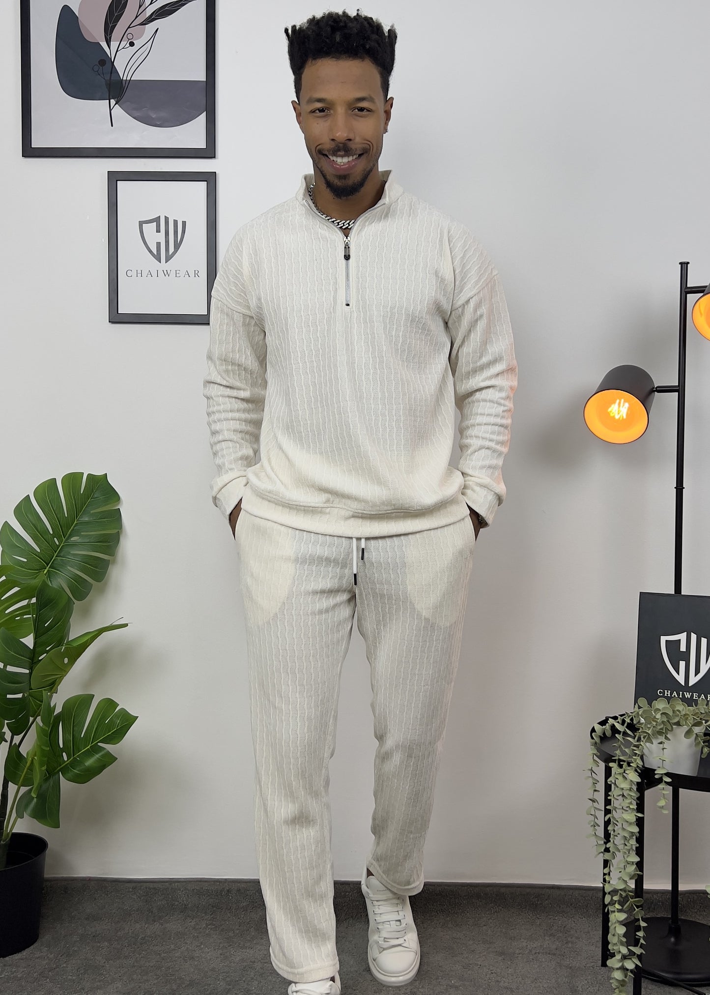 Pantalon et sweat-shirt avec fermeture éclair en velour lourd 280 g/m²